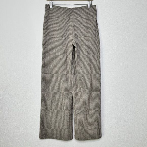 ZARA Wide Leg Knit Pants Size Medium Beige Blogger Fav Sweater Trouser Pull On - Picture 8 of 10